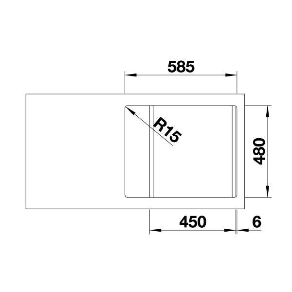 Inox sudopera Blanco DINAS 45 S MINI + drvena daska - 605x500x195