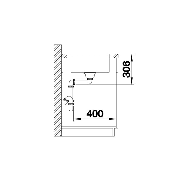 Inox sudopera Blanco DINAS 45 S MINI + drvena daska - 605x500x195