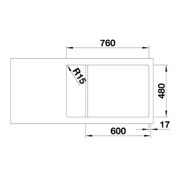 Inox sudopera Blanco DINAS XL 6 S COMPACT + drvena daska - 780x500x195