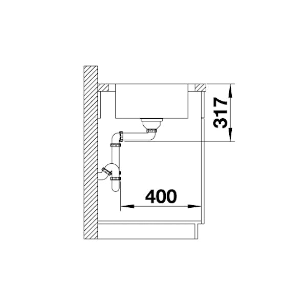 Inox sudopera Blanco DINAS XL 6 S COMPACT + drvena daska - 780x500x195