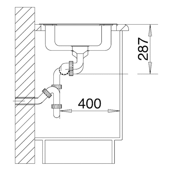 Inox sudopera Blanco LANTOS 6-IF sa podizačem čepa + pribor + drvena daska - 593x488x160