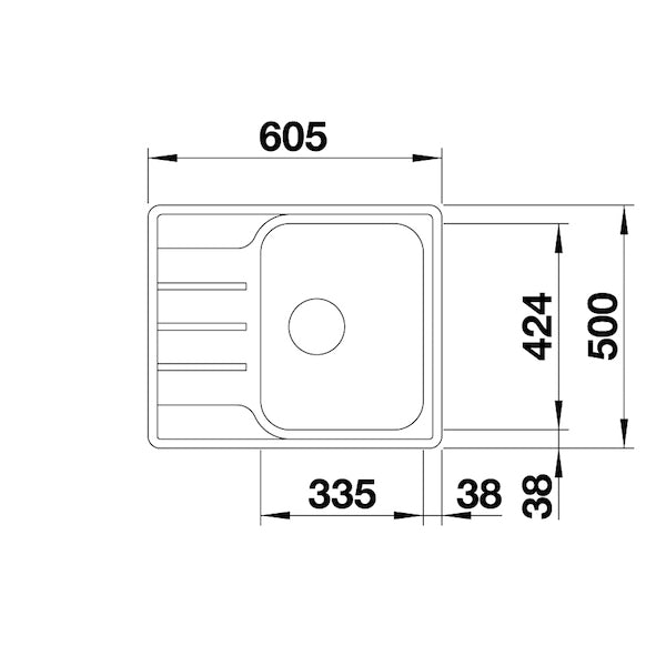 Inox sudopera Blanco LEMIS 45 S-IF MINI + drvena daska - 605x500x205