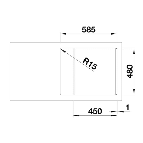 Inox sudopera Blanco LEMIS 45 S-IF MINI + drvena daska - 605x500x205