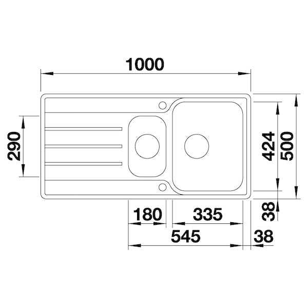 Inox sudopera Blanco LEMIS 6 S-IF + drvena daska - 1000x500x205