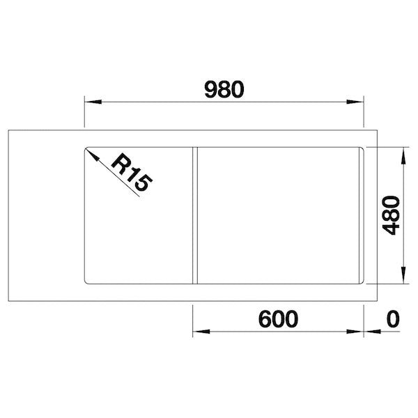 Inox sudopera Blanco LEMIS 6 S-IF + drvena daska - 1000x500x205