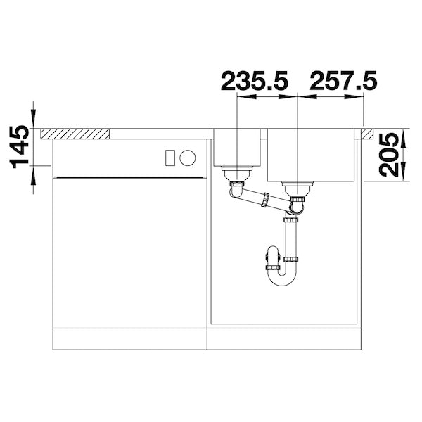 Inox sudopera Blanco LEMIS 6 S-IF + drvena daska - 1000x500x205