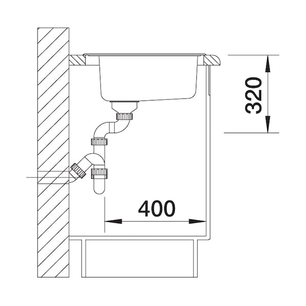 Inox sudopera Blanco RONDOVAL + drvena daska - 535x490x180