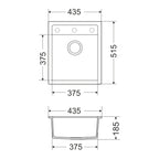 Granitna sudopera GL ANKONA 1k + drvena daska - 435x515x185