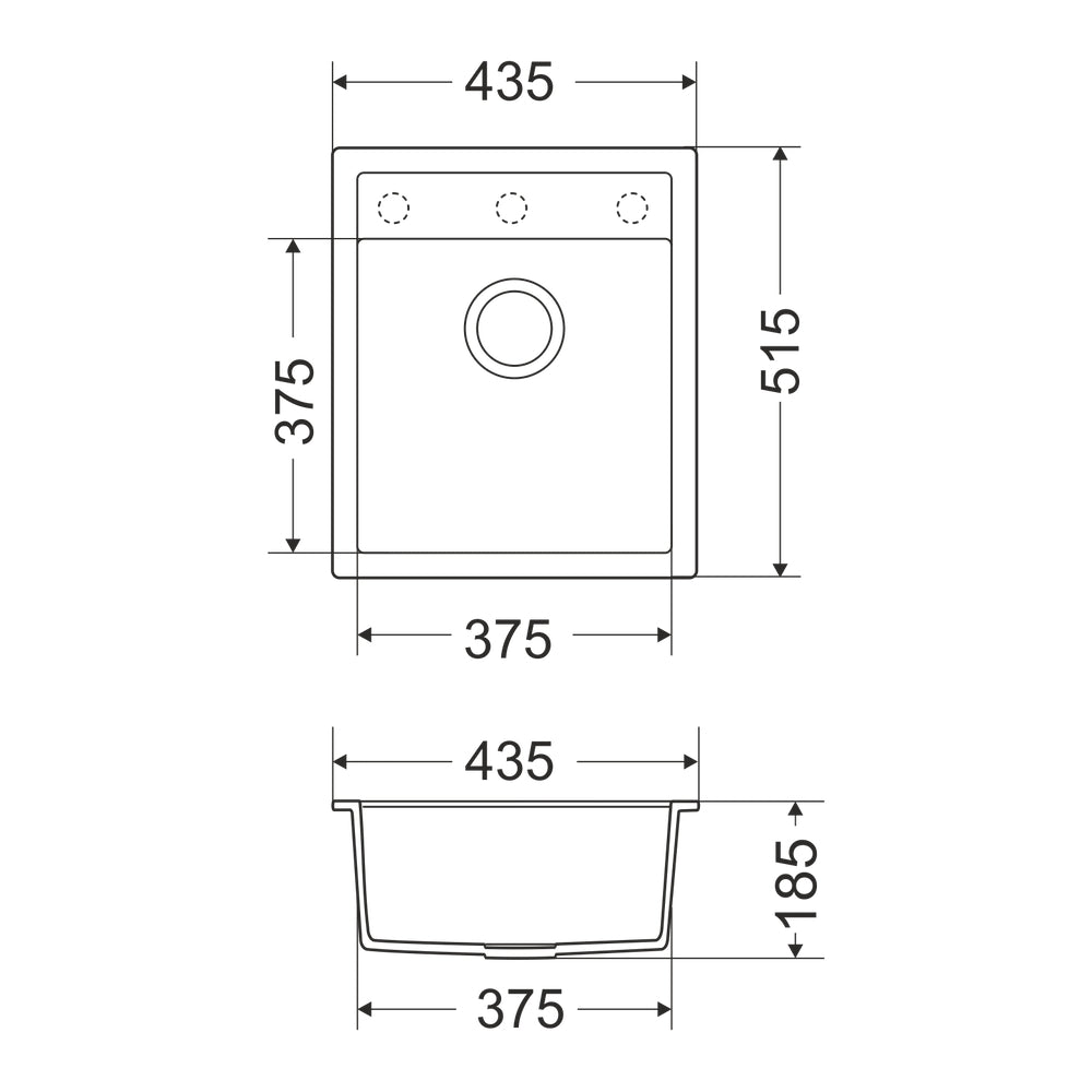 Granitna sudopera GL ANKONA 1k + drvena daska - 435x515x185