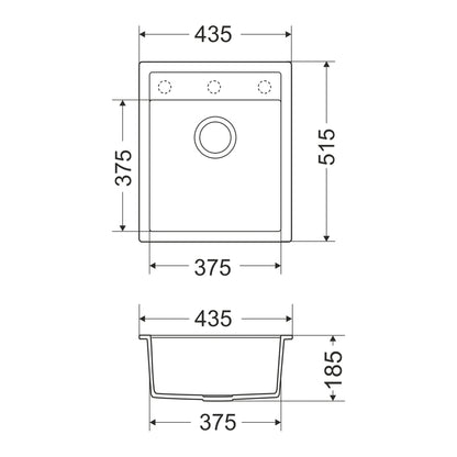 Granitna sudopera GL ANKONA 1k - 435x515x185