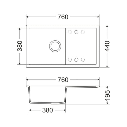 Granitna sudopera GL ANKONA 1ko - 760x440x195