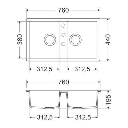 Granitna sudopera GL ANKONA 2k - 760x440x195