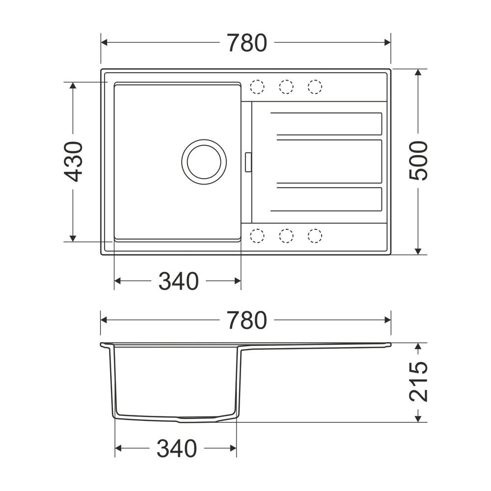 Granitna sudopera GL ROMA 1ko - 780x500x215