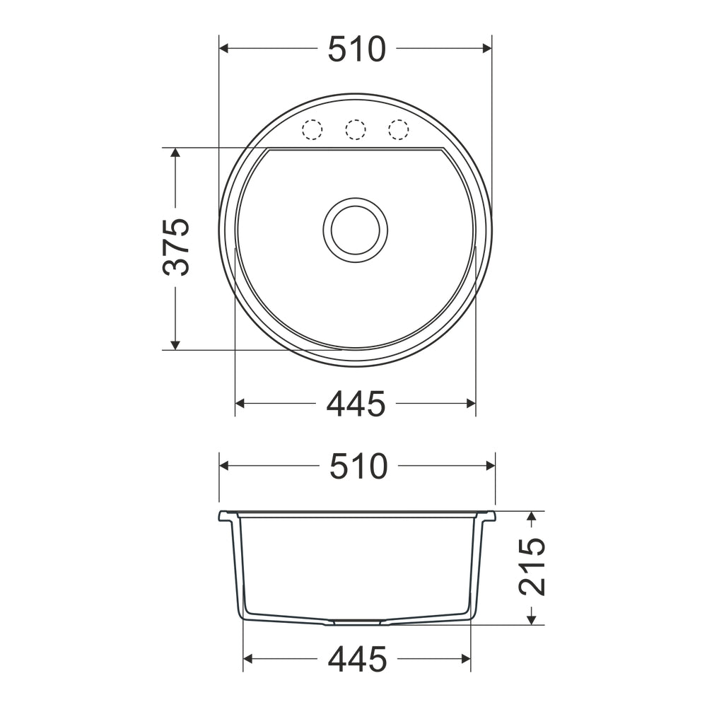 Granitna sudopera GL TORINO 1k - fi510x215