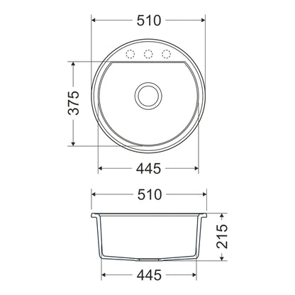 Granitna sudopera GL TORINO 1k - fi510x215