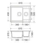 Granitna sudopera GL VERONA 1.5k - 610x500x215