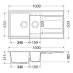 Granitna sudopera GL VERONA 1.5ko - 1000x500x215