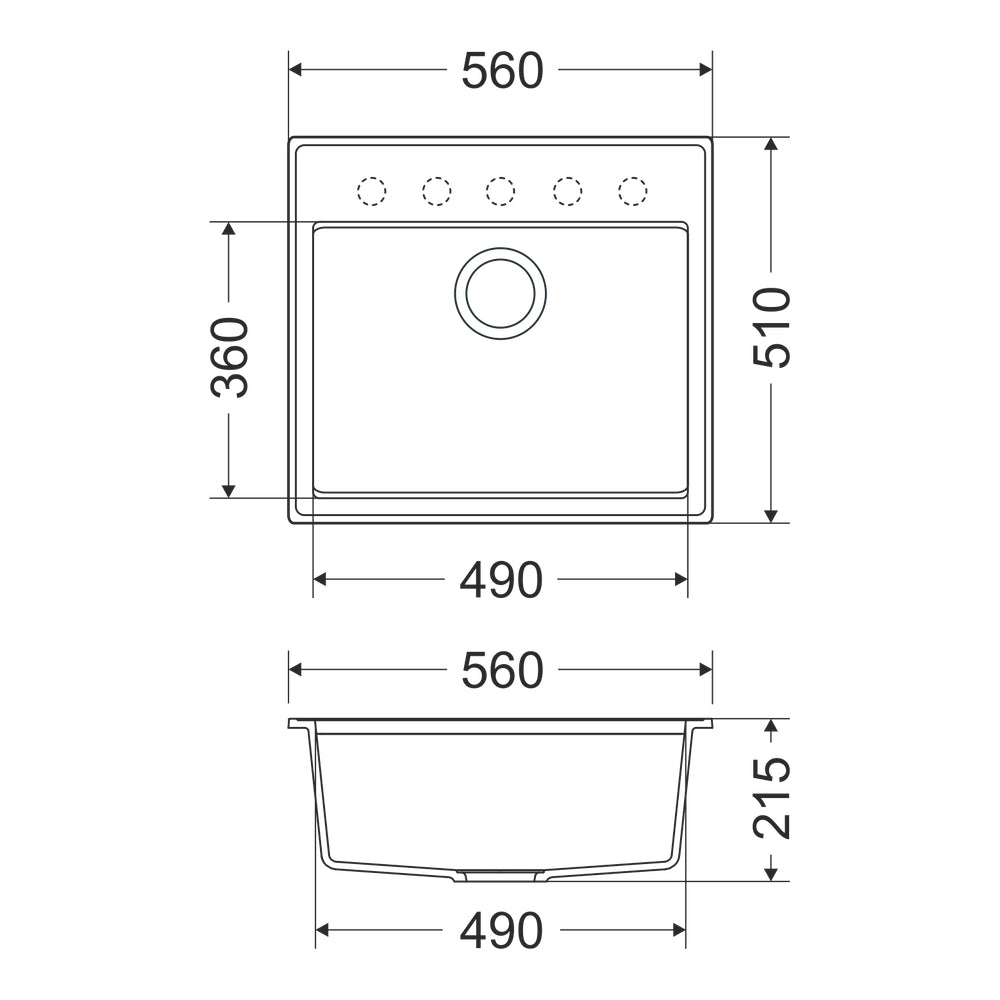 Granitna sudopera GL VERONA 1k - 560x510x215