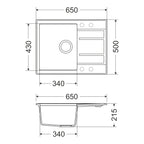 Granitna sudopera GL VERONA 1ko - 650x500x215