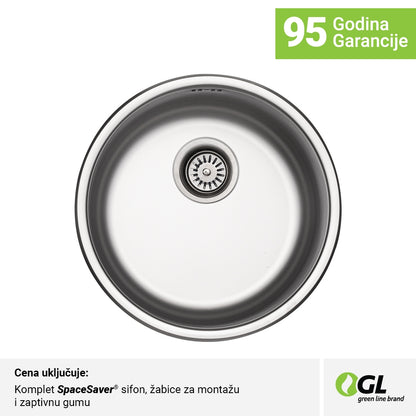 Inox sudopera GL Light RONDA 1k - fi445x160 - MAT 304/0.6