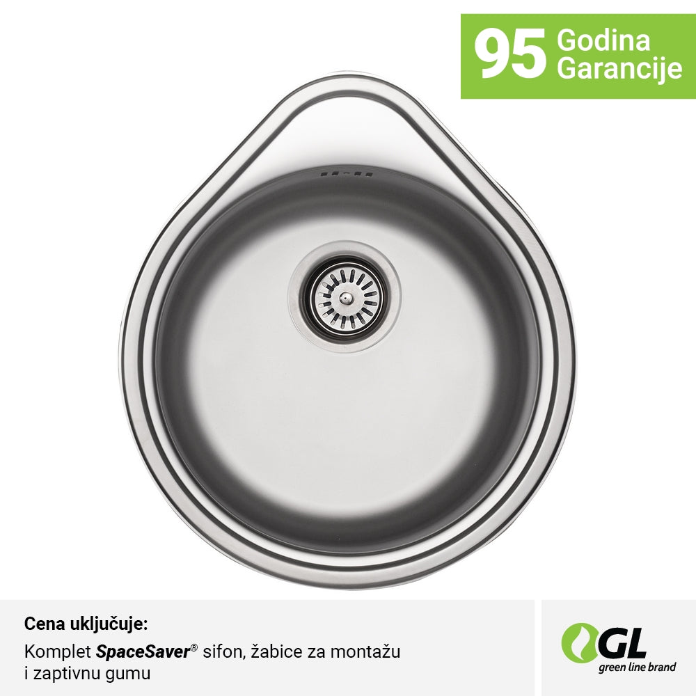 Inox sudopera GL Light RONDA 1k - 500x445x160 - MAT 304/0.6