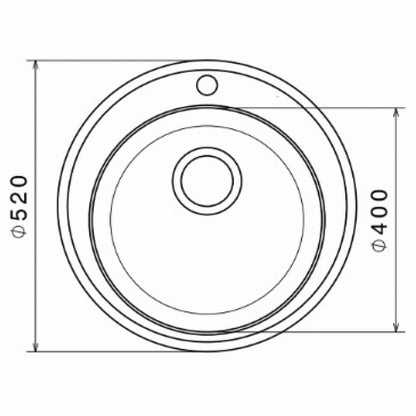 Inox sudopera GL Light RONDA 1k - fi520x170 - MAT 304/0.6