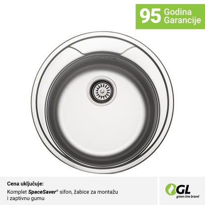 Inox sudopera GL Light RONDA 1k - fi520x170 - MAT 304/0.6