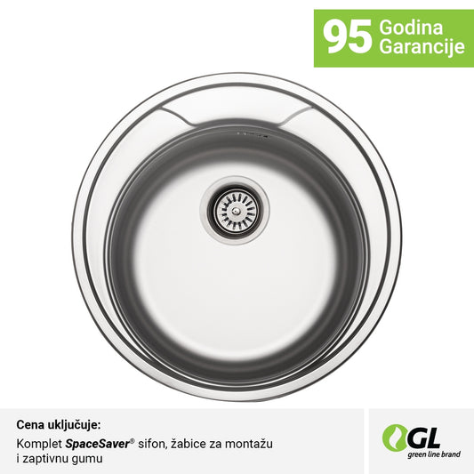 Inox sudopera GL Light RONDA 1k - fi520x170 - MAT 304/0.6