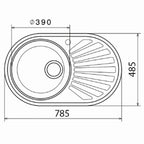 Inox sudopera GL Light RONDA 1ko - 785x485x170 - MAT 304/0.6