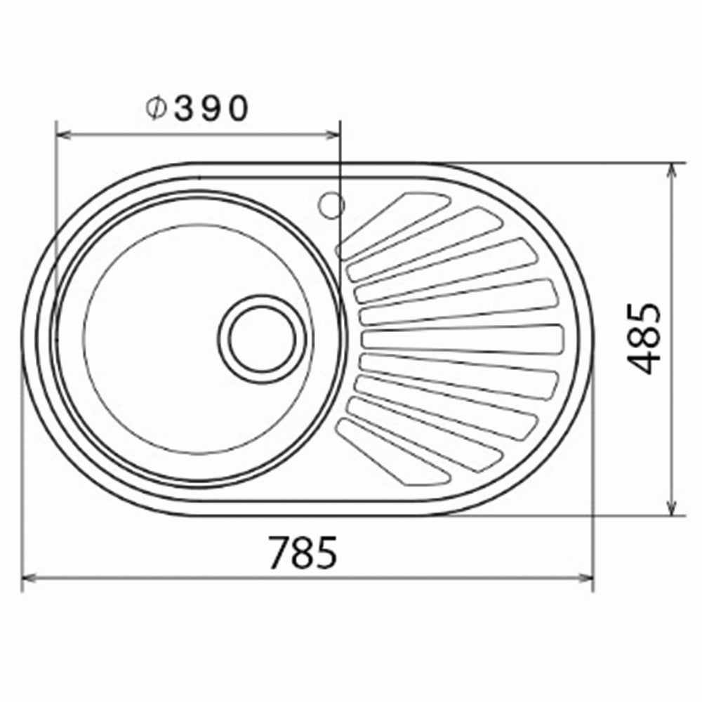 Inox sudopera GL Light RONDA 1ko - 785x485x170 - MAT 304/0.6