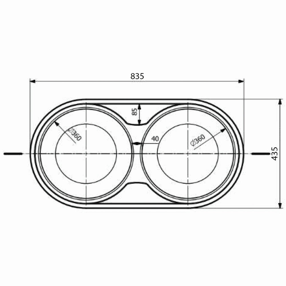 Inox sudopera GL Light RONDA 2k - 835x435x145 - MAT 304/0.6