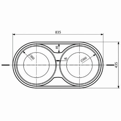 Inox sudopera GL Light RONDA 2k - 835x435x145 - MAT 304/0.6