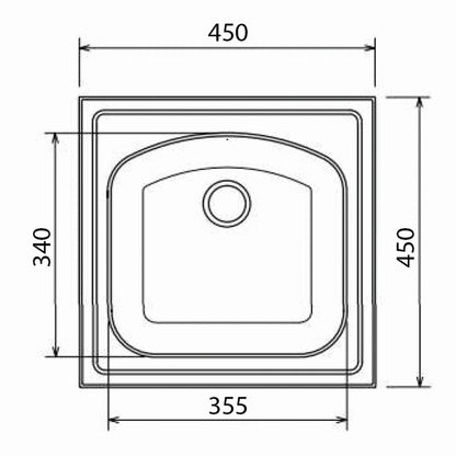 Inox sudopera GL Light VALENSIJA 1k - 450x450x140 - MAT 201/0.5