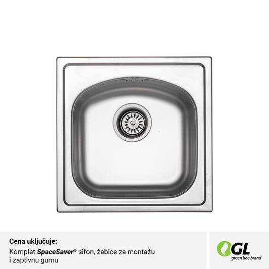 Inox sudopera GL Light VALENSIJA 1k - 450x450x140 - MAT 201/0.5