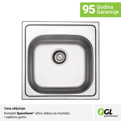 Inox sudopera GL Light VALENSIJA 1k - 500x500x160 - MAT 304/0.6