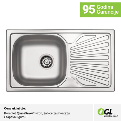 Inox sudopera GL Light VALENSIJA 1ko - 760x435x145 - MAT 304/0.6