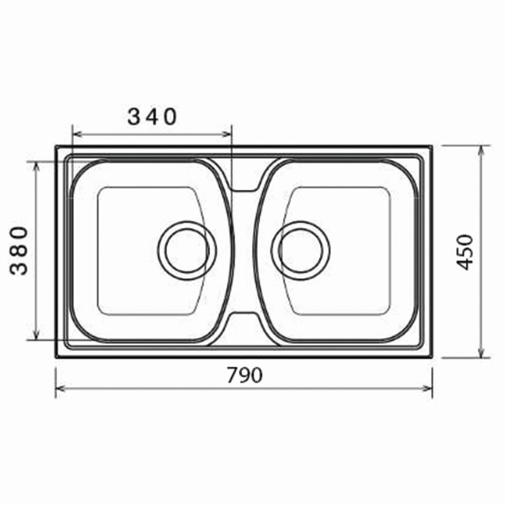 Inox sudopera GL Light VALENSIJA 2k - 790x450x170 - MAT 201/0.5