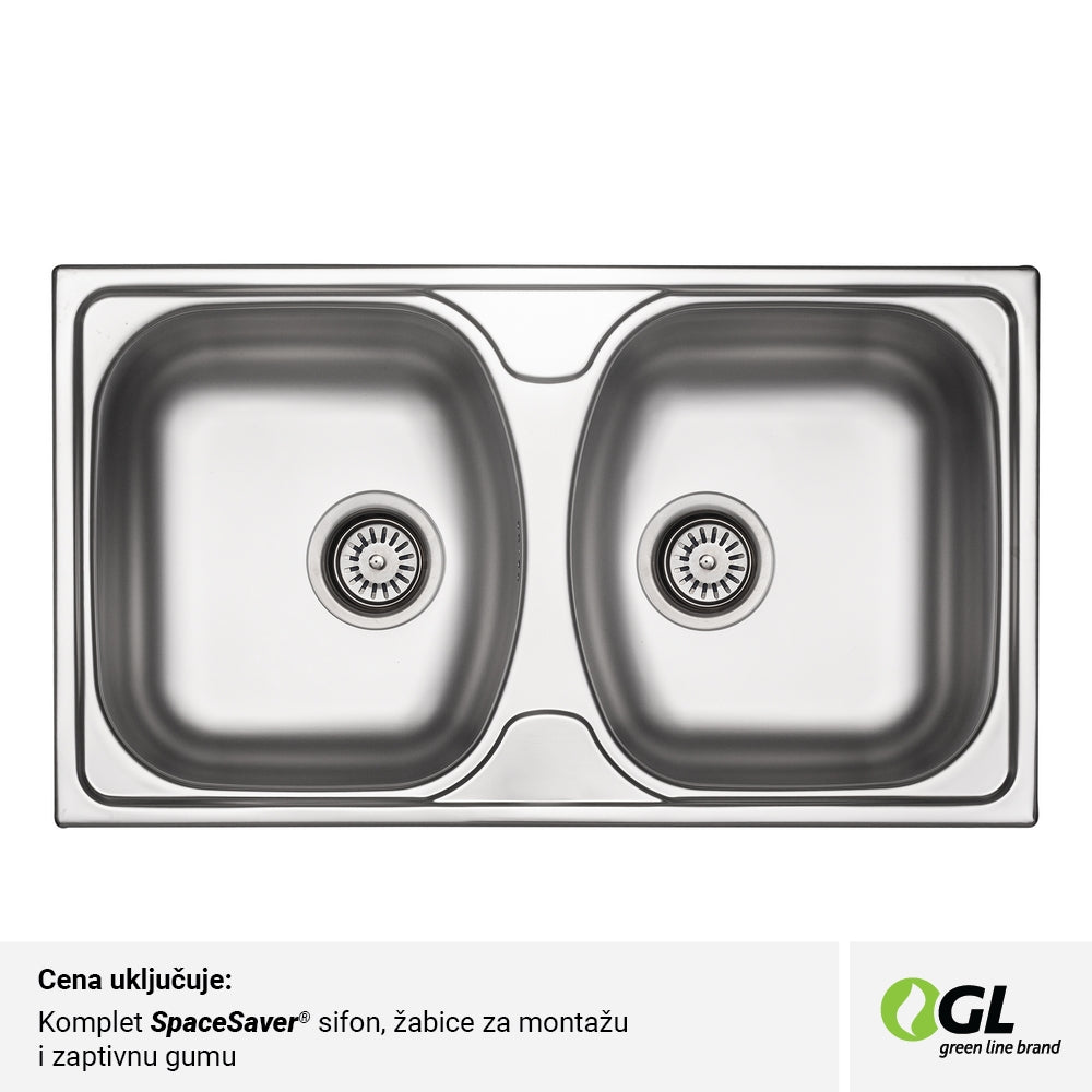 Inox sudopera GL Light VALENSIJA 2k - 790x450x170 - MAT 201/0.5