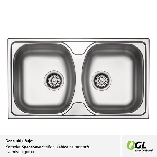 Inox sudopera GL Light VALENSIJA 2k - 790x450x170 - MAT 201/0.5