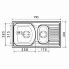 Inox sudopera GL Light VALENSIJA 1.5ko - 790x450x140 - MAT 304/0.6