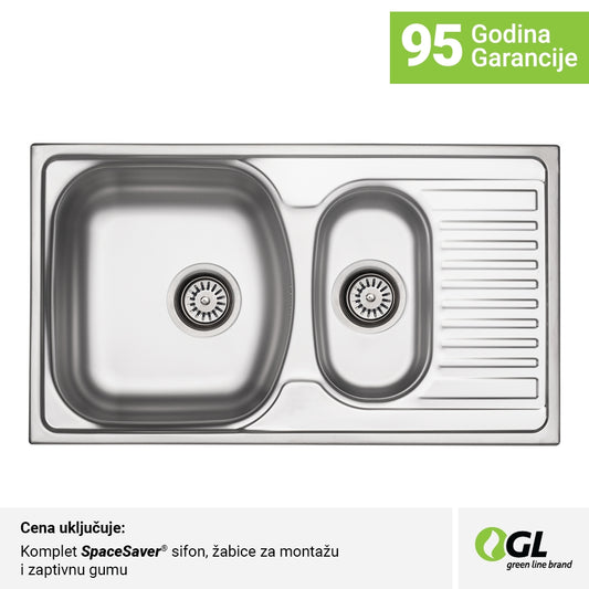 Inox sudopera GL Light VALENSIJA 1.5ko - 790x450x140 - MAT 304/0.6