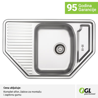 Inox sudopera GL Light VALENSIJA U1ko - 785x505x150 - MAT 304/0.6