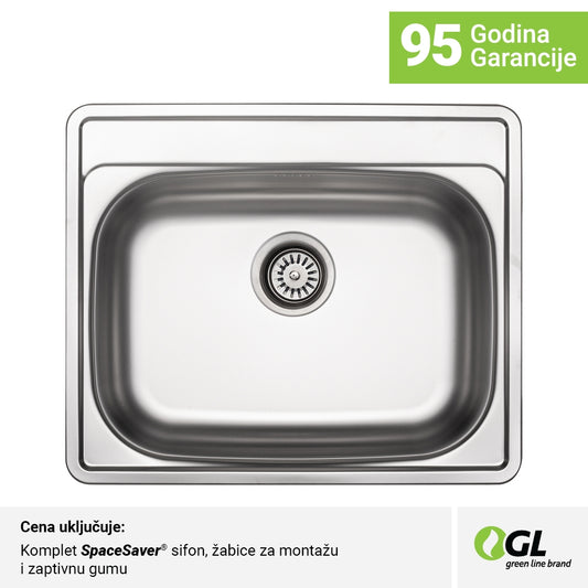 Inox sudopera GL Light MALAGA 1k - 600x500x170 - MAT 304/0.6