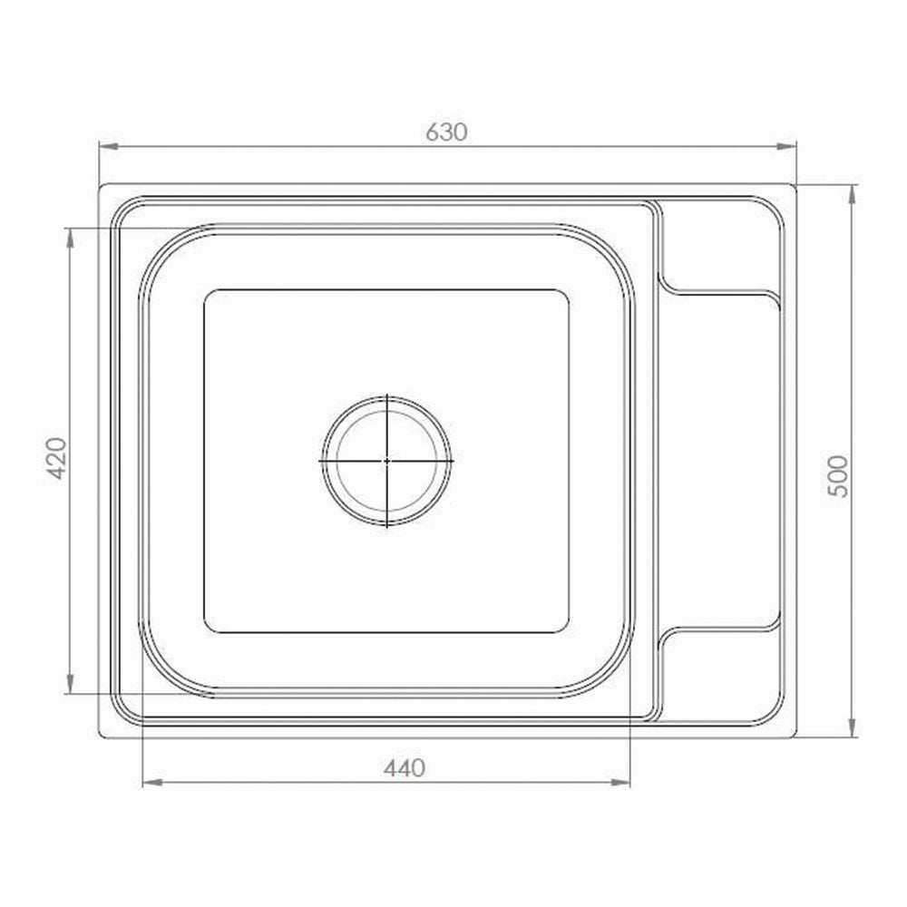 Inox sudopera GL Light MALAGA 1ko - 630x500x170 - MAT 304/0.7