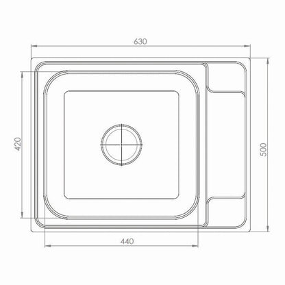 Inox sudopera GL Light MALAGA 1ko - 630x500x170 - MAT 304/0.7