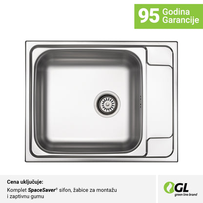 Inox sudopera GL Light MALAGA 1ko - 630x500x170 - MAT 304/0.7