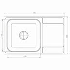 Inox sudopera GL Light MALAGA 1ko - 790x500x170 - MAT 304/0.7