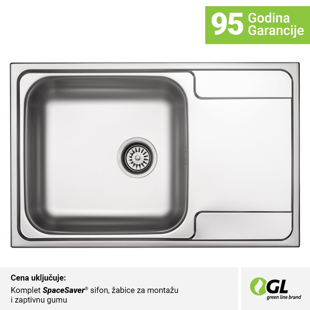 Inox sudopera GL Light MALAGA 1ko - 790x500x170 - MAT 304/0.7