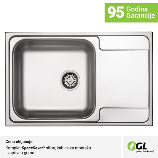 Inox sudopera GL Light MALAGA 1ko - 790x500x170 - MAT 304/0.7