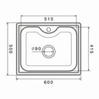 Inox sudopera GL Light BILBAO 1k - 600x500x210 - MAT 304/0.7